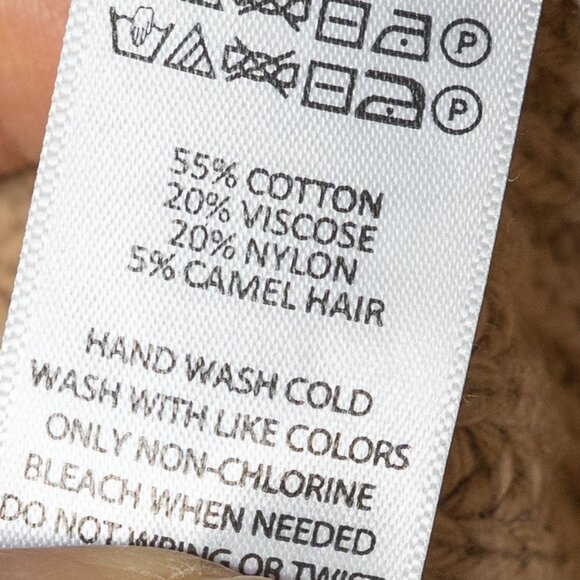 Sigrid Olsen Sweater Beige Cotton Camel Hair Rib Knit Crew Neck Minimal Pullover - Picture 8 of 8